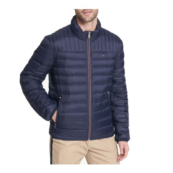 NWT DEFECT Tommy Hilfiger Mens Down Puffer Jacket Winter Coat XL Blue $195 3C460 - Picture 1 of 2